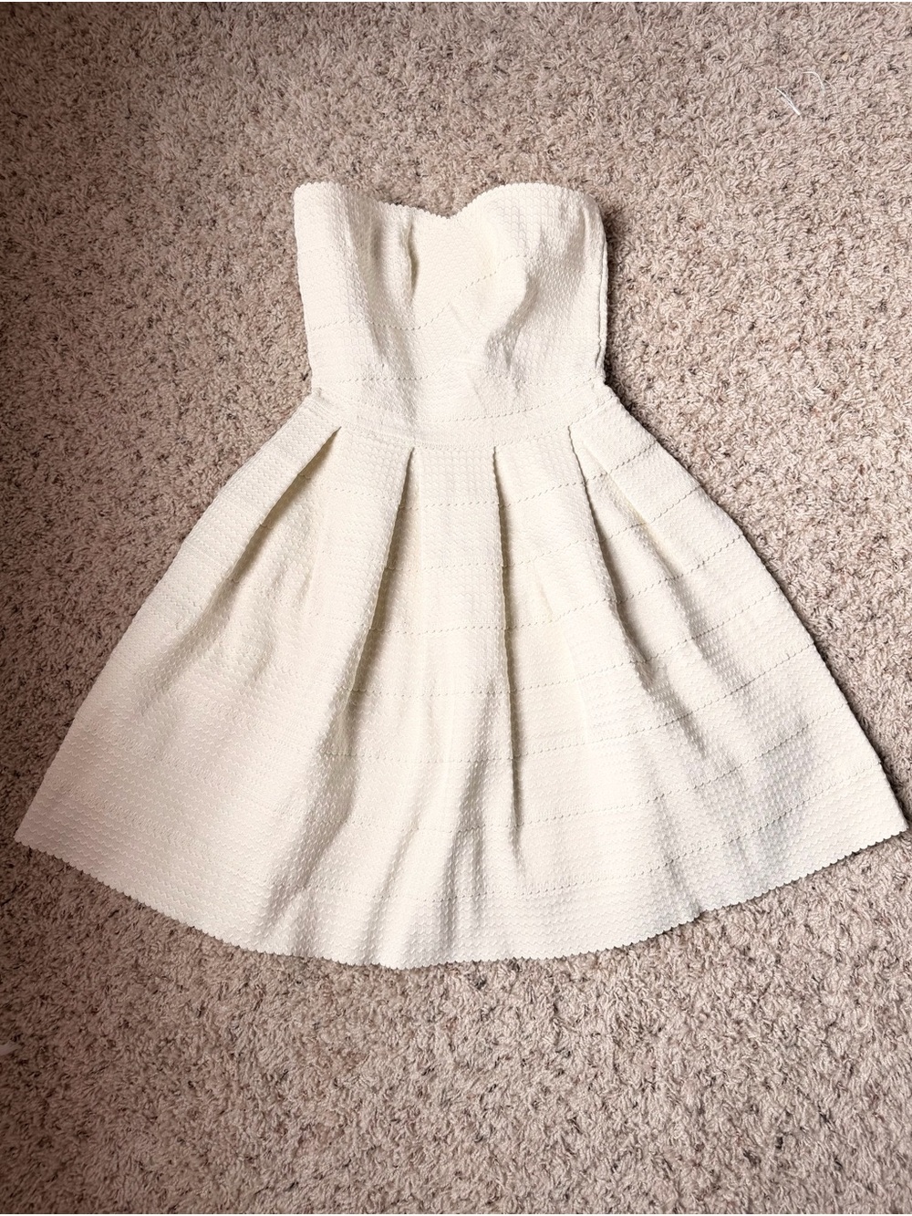 Y2K Small Dee Elle Strapless Bandage Cream Fit-and-Flare Dress